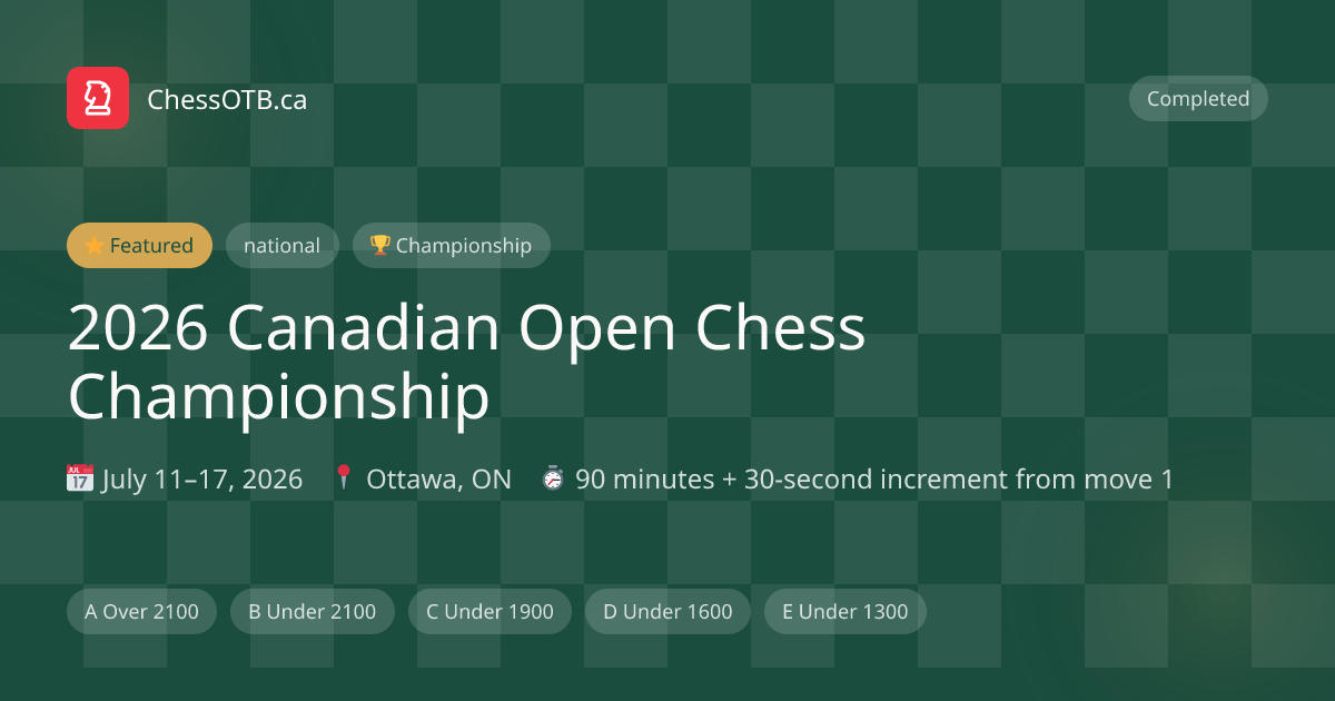 2026 Canadian Open Chess Championship | ChessOTB